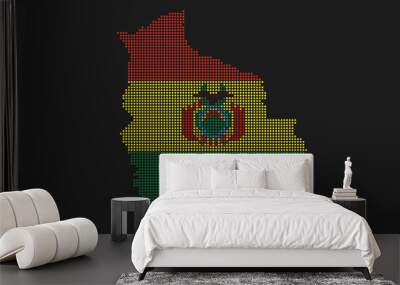 Bolivia dotted map flag with grunge texture in mosaic dot style. Abstract pixel vector illustration of a country map with halftone effect for infographic.  Wall mural